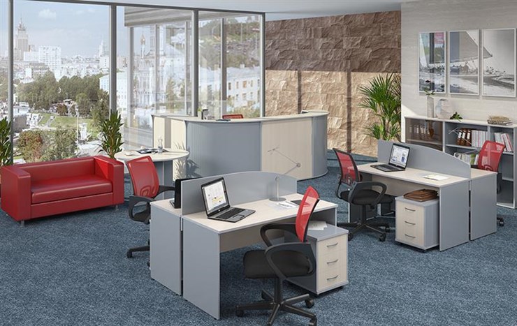 Офисный комплект мебели IMAGO четыре рабочих места, стол для переговоров в Вологде - изображение 1